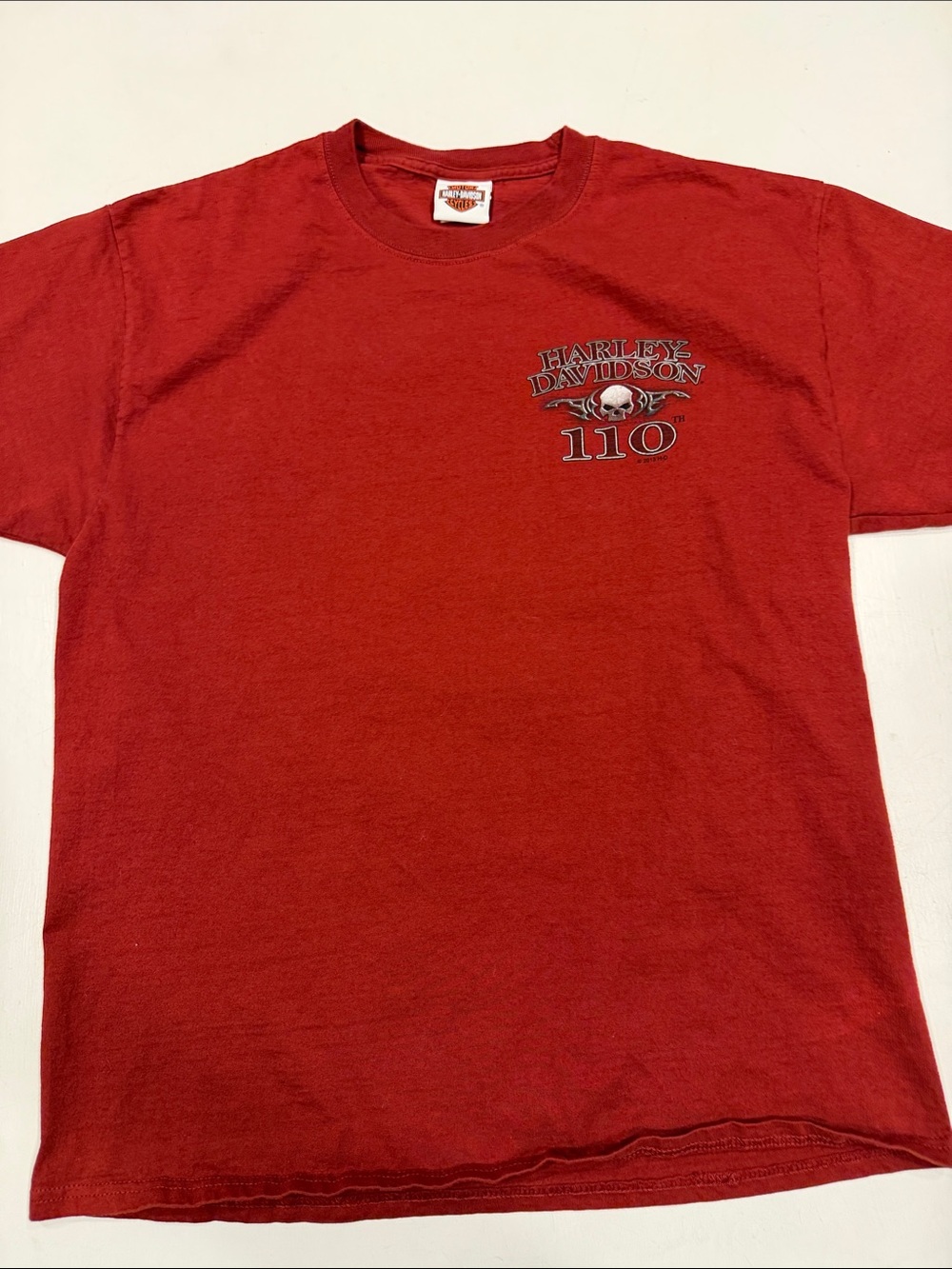 Harley-Davidson Red 110 Skull Short Sleeve Tee